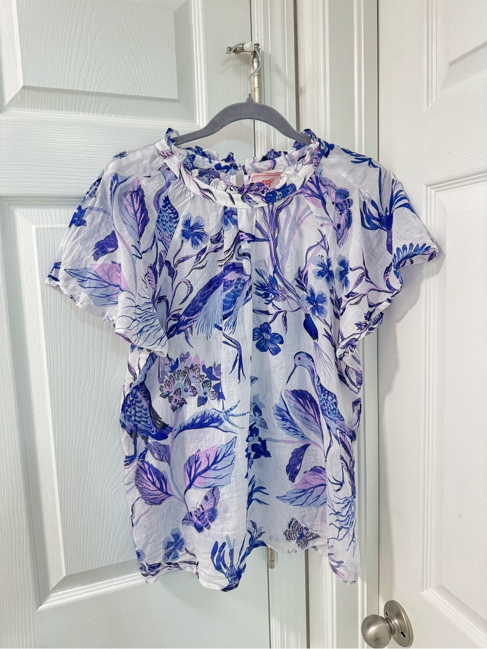 Tuckernuck Banjanan joyful blouse floral print purple blue boho women’s size M
